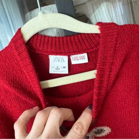 Zara Kids reindeer wool sweater crewneck 3D intarsia toddler girl boy Christmas - Picture 3 of 8